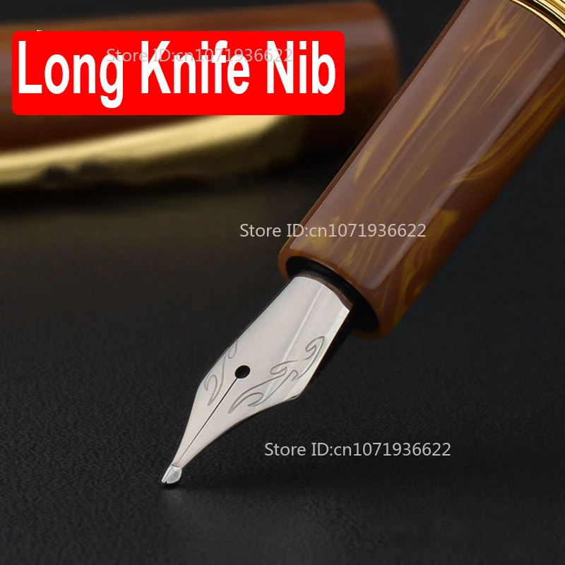 

Wingsung A-9658 акриловая сверхтолстая шлифовальная полированная толстая перьевая ручка ручной работы с наконечником 1,0 мм, длинный нож, ручка для делового письма