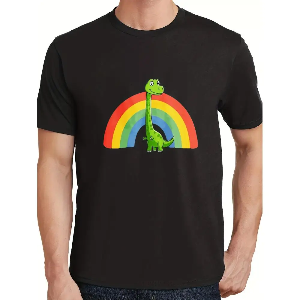 Men's Fashion T-Shirt Dinosaur Graphic Humorous Style Black Casual Short Sleeve Regular Fit Summer Cotton Breathable