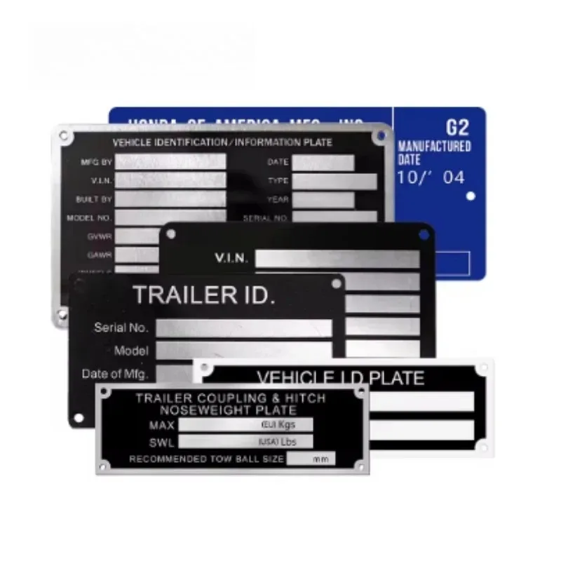 Customized Metal Nameplates Equipment Identification Plates Laser-engraved and Printed Stainless Steel and Aluminum Plates