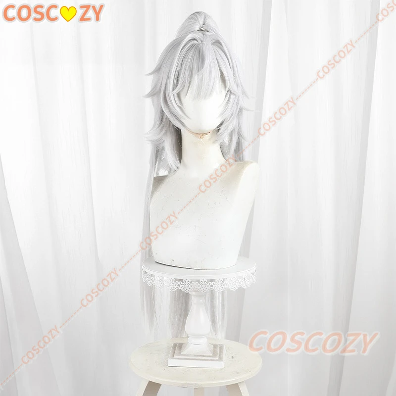 Erdos Helia Cosplay Pruik Honkai Impact 3rd Erdos Helia 75 cm Lange Zilver Witte Paardenstaart Pruik Hittebestendige Synthetisch Haar