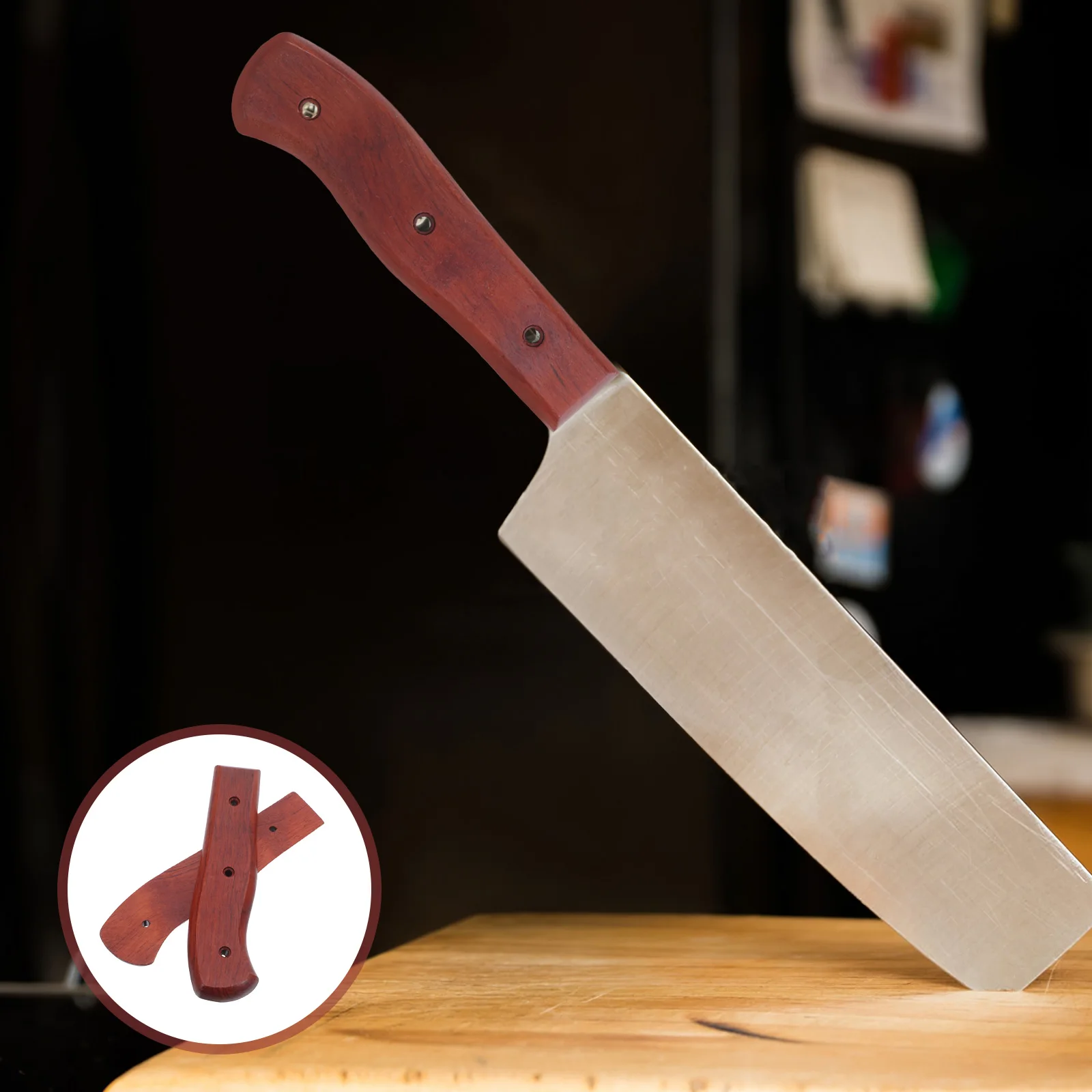 

Solid Wood Knife Handle Replacement Vintage Ergonomic Non-Slip Compatible with Chopping Cleavers Kitchen Knives Accessories
