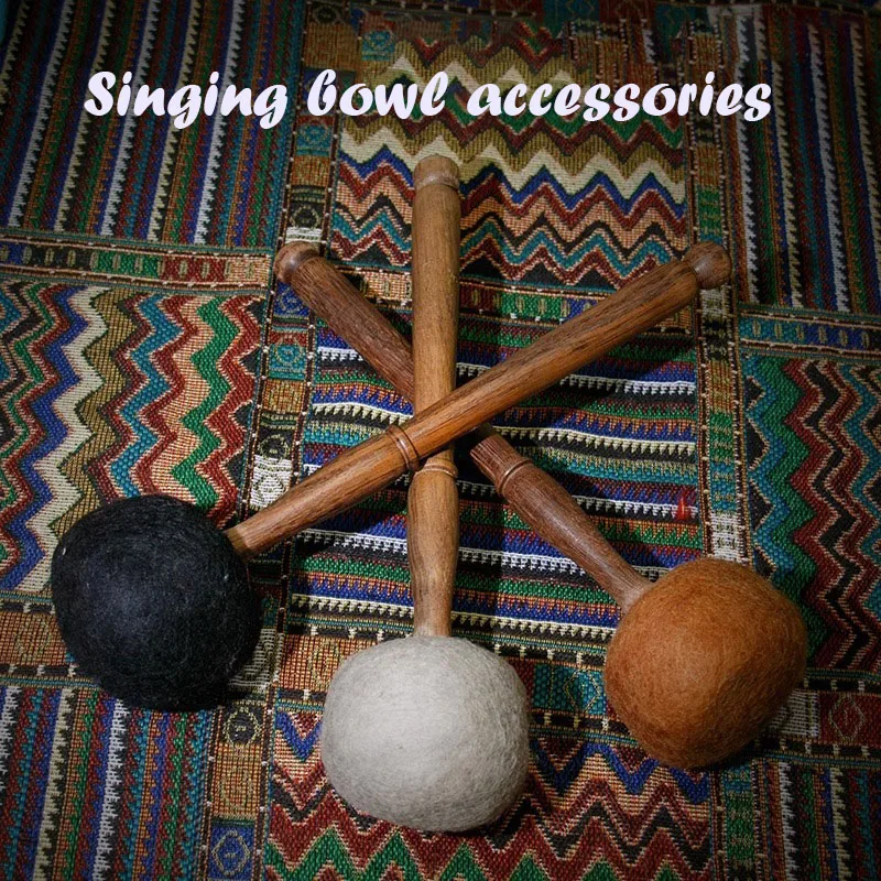 Nepal Drum Bowls Sticks Wood Wool Felt Percussion Handmade Drum Accessories Multi Color Professional Percussion Instruments