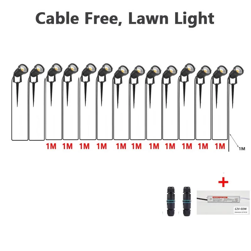 

Светодиодные садовые прожекторы 12В низковольтные, 6-14 шт., IP65 водонепроницаемые + трансформатор, для наружного освещения двора, патио, дорожек, декоративное освещение