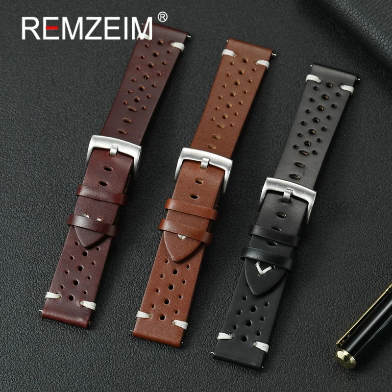 

Women Men Cowhide Leather Watch Band 20mm 22mm Wrist Bracelets Quick Release High Quality Genuine Leather Smartwatch Strap