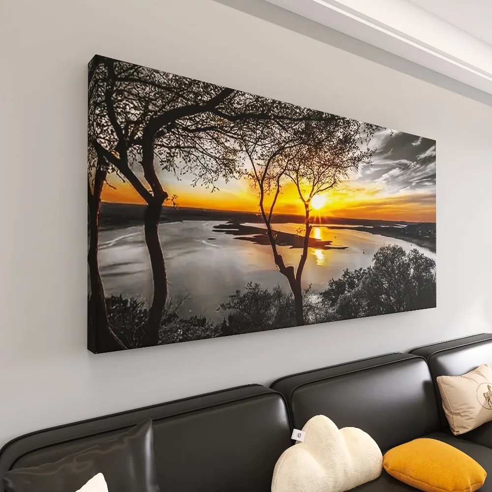 فن المناظر الطبيعية لغروب الشمس - مشهد غابة عالي الجودة، بسمك 1.5 بوصة، مناسب للديكور الداخلي
