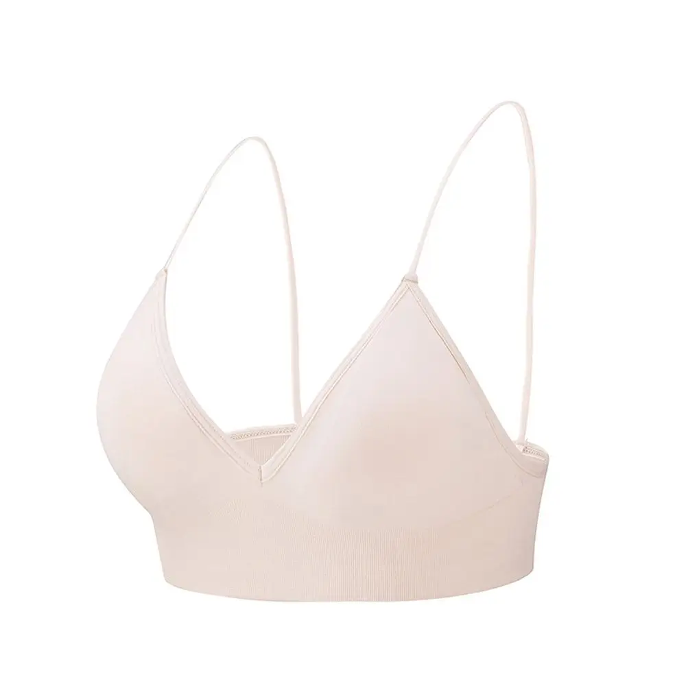 

For Girls Boneless Push Up Triangle Cup Deep V Bralettes Women Crop Top Fitness Yoga Top Sports Bra