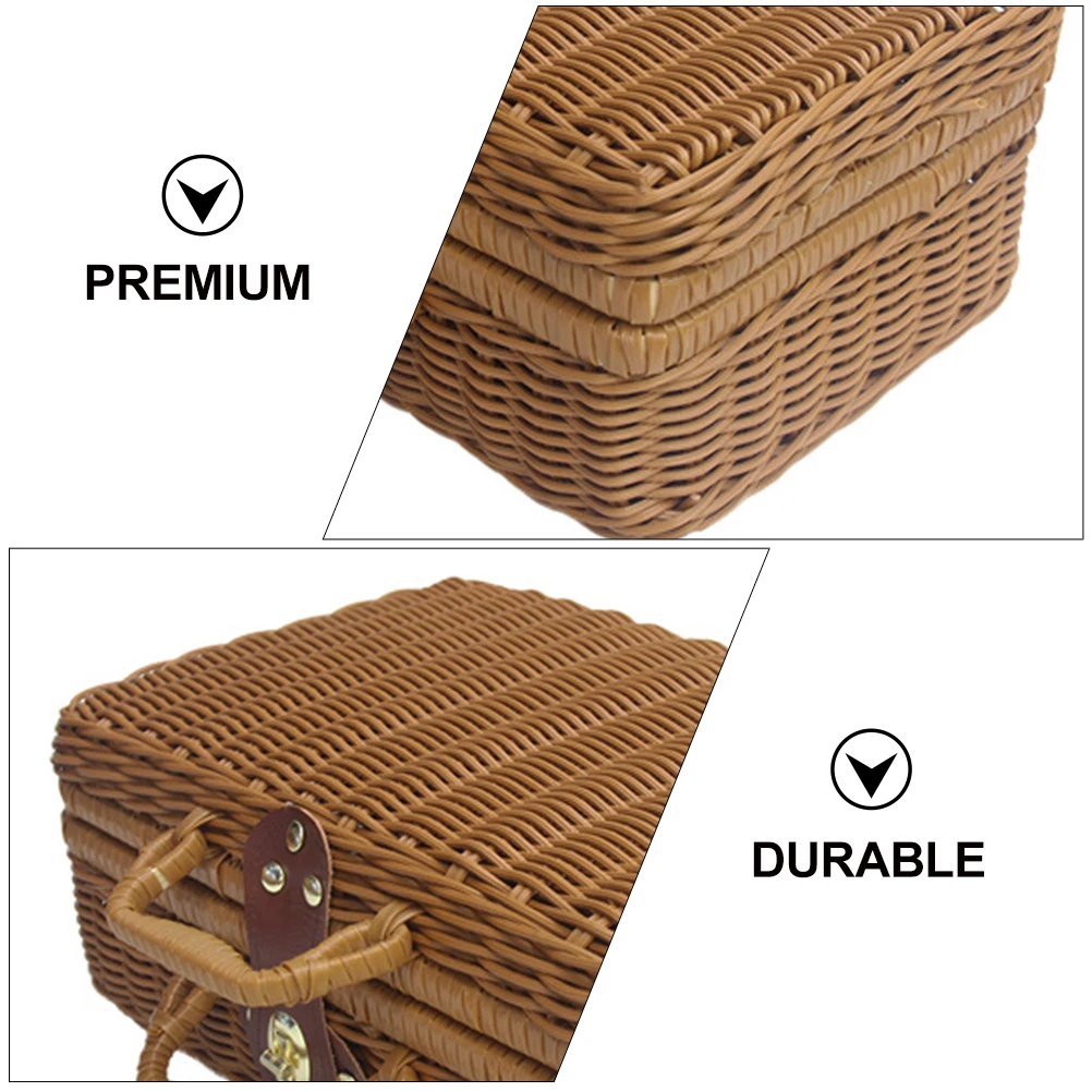 

Plastic Storage Box Multi-purpose Container Hand-held Retro Style Photo Prop Camping Basket Woven Box Household Storage Food