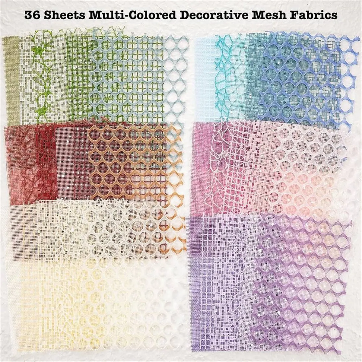*CLOS 90 Sheets Scrapbook Paper and Decorative Mesh Fabric Assorted Set - 6 Pack Mixed Special Paper for Scrapbooking,A