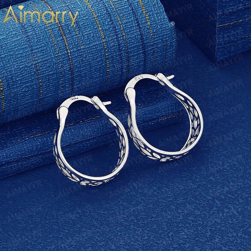 925 Sterling Silver 2.10 * 1.60cm Hollow Leaf Water Droplet Earrings for Women's Banquets High-quality and Fashion Jewelry