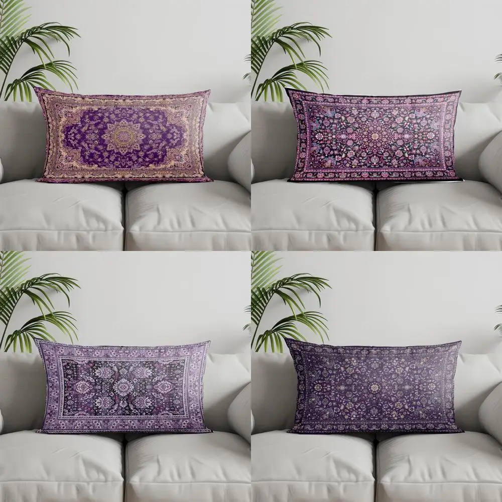 Home Decor Exotischer Kissenbezug mit lila Muster, geeignet für Sofa, Schlafzimmer, Auto-Kissenbezug, Kissen, rechteckiges Rückenkissen