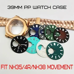 39MM Case Kit PP Watch Case NH35/36 Conversion Kit Sapphire Nautilus Mechanical Watch  Rose Gold fit NH35/4R/NH38/70 Movement