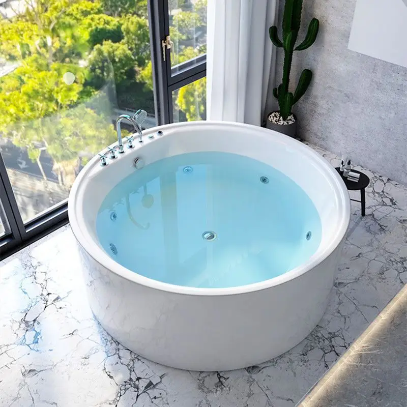 Round bathtub oversized adult household bathtub acrylic freestanding hotel villa homestay bath massage constant temperature