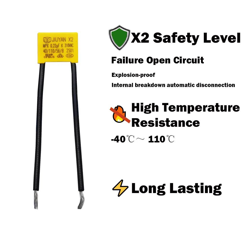 Capacitors for Led Light 220nF 0.22uF 224K X2 Safety Capacitor 310V AC 310vac Bipolar Non-polarized Capacitors