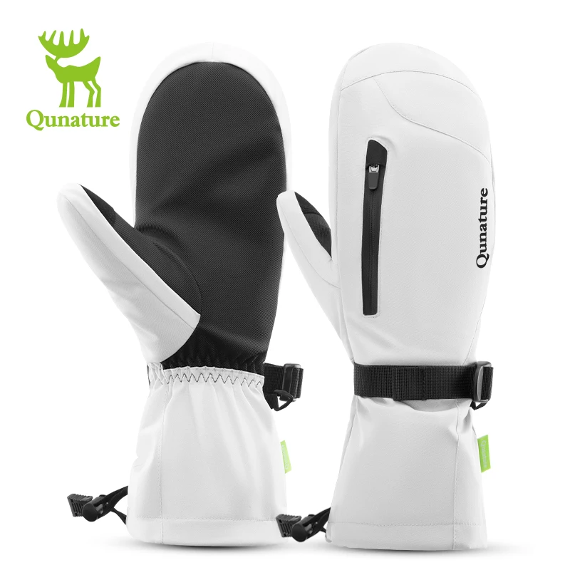 Qunature 겨울 따뜻한 스키 장갑 남성 여성 스크린 터치 전체 손가락 장갑 열 양털 아이스 스케이트 스노우 보드 장갑