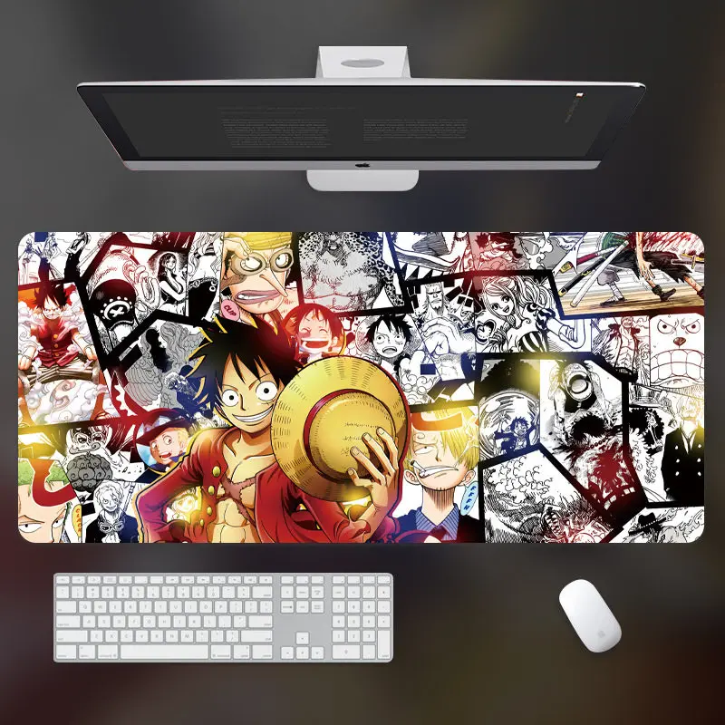 Alfombrilla de Ratón de Cuero de Alta Definición ONE PIECE, Alfombrilla Grande para Escritorio de Oficina, Alfombrilla Antideslizante para Teclado de Computadora, Periférico de Animación