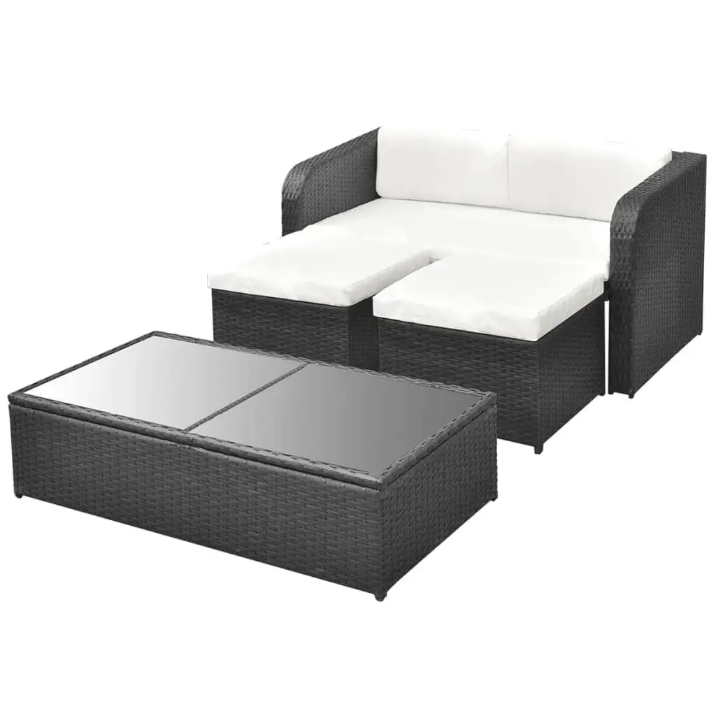 Set da salotto da patio in polyrattan da 4 pezzi con cuscini - Elegante seduta da esterno