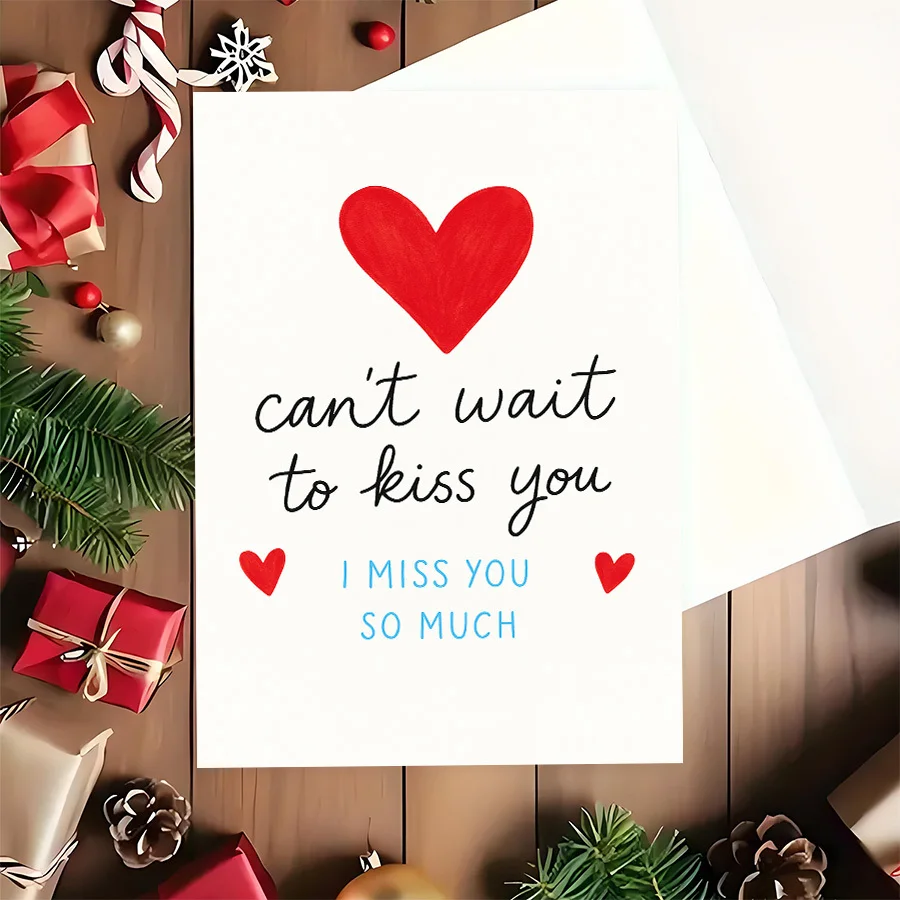 1pc monochrome romantic card, perfect for long-distance lovers or special occasions, conveying longing and love for someone
