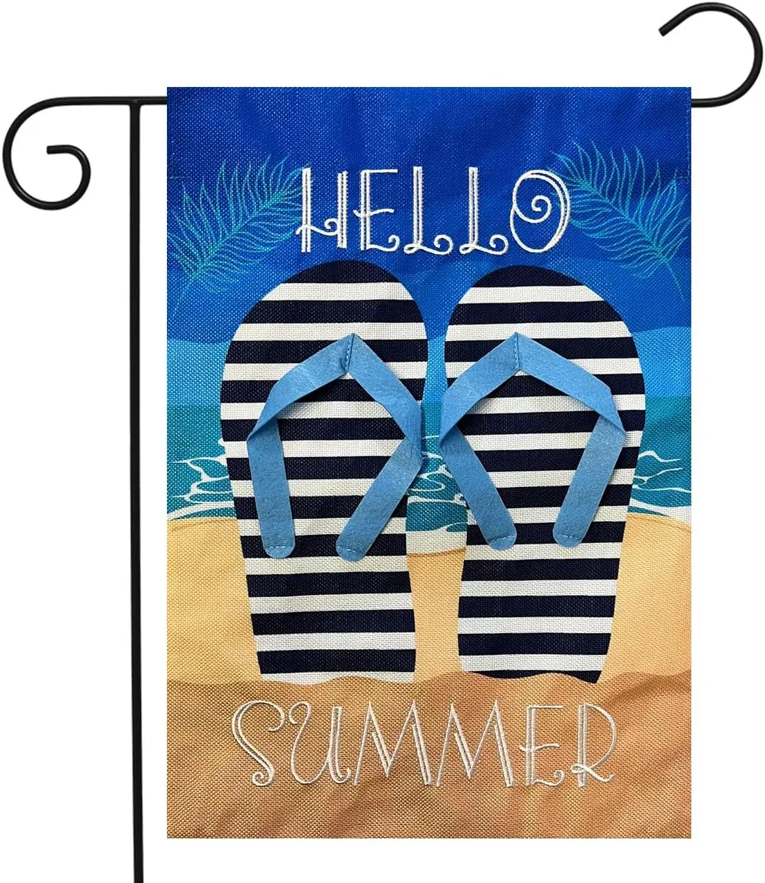 Hello Summer Flip Flops Burlap Garden Flag 18