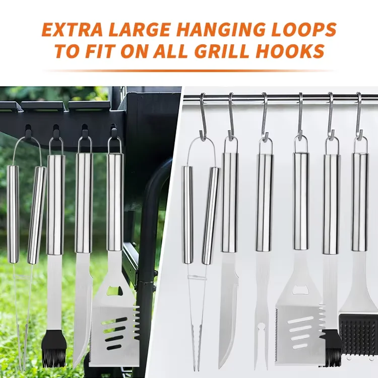 STLF6 قطعة أداة شواء معدنية مجموعة الكورية شواية باربيكيو اكسسوارات المطبخ أواني الطبخ بما في ذلك ملعقة شوكة للتخييم في الهواء الطلق