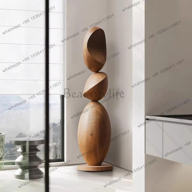 

Entrance abstract wood carving floor-to-ceiling large ornament B & B hotel clubhouse decoration sculpture