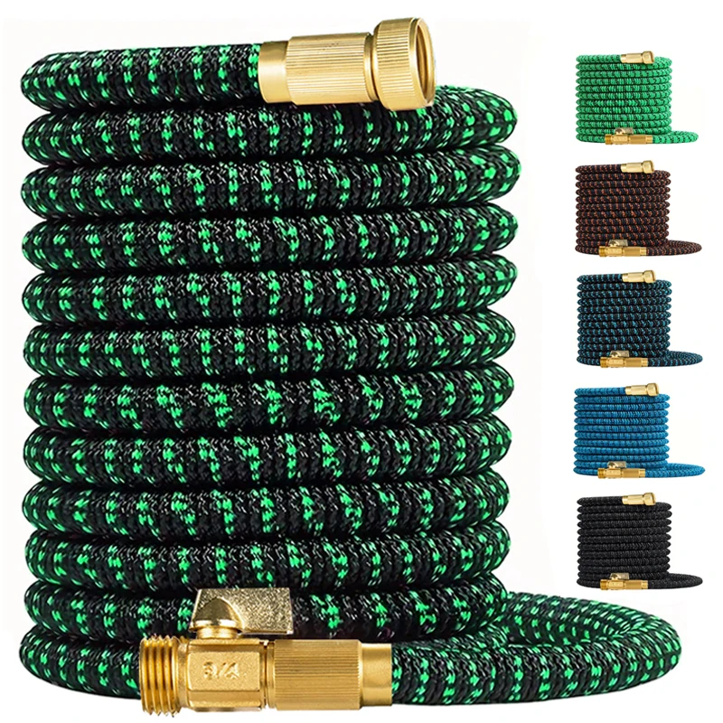 Выдвижной шланг, фитинги из твердой латуни 25FT-125FT x3/4 ', легкий инструмент для мойки и полива двора Выдвижной шланг, фитинги из твердой латуни 25FT-125FT x3/4 ', легкий инструмент для мойки и полива двора