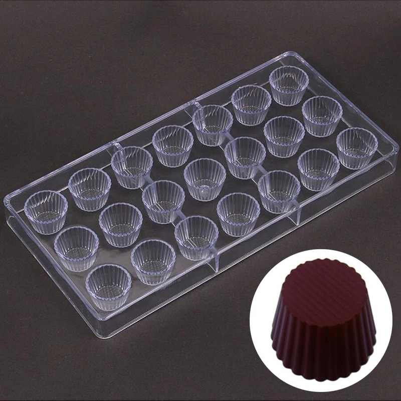 21Grids Cupcake Shape Striped Barrel Shape Plastic Chocolate Mold Handmade DIY Kitchen Baking Utensils Pastry Molds TMZ