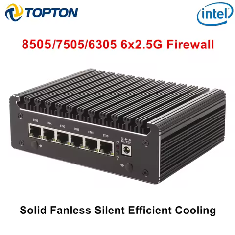 Intel 8505 7505 6305 6x i226-V 2.5G Solid Firewall Server Fanless Mini PC DDR4 NVMe 1*COM Type-C pfSense OPNsense Mini Computer
