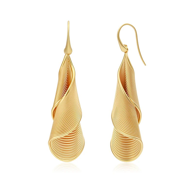 VAROLE Korean Style Drop Earrings for Women Spiral Twist Design Earrings Fashion Jewelry Banquet Party Gift