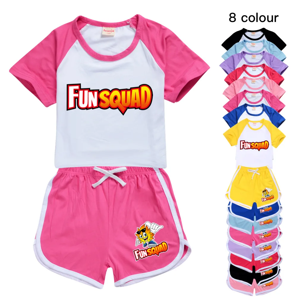 

2024 Casual Baby Kids Sport Clothing Fun Squad Gaming Clothes Sets for Boys Girls Tops+pants sets Children Clothes 2-15Y Pyjamas