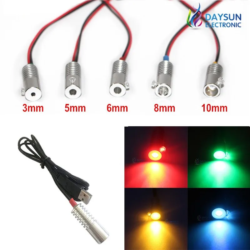 USB Led Light Source 2W Led 10 Colors Mini Illuminator LED Emitter for Side Glow Fiber Optic Lamp Car/Home Light Holder