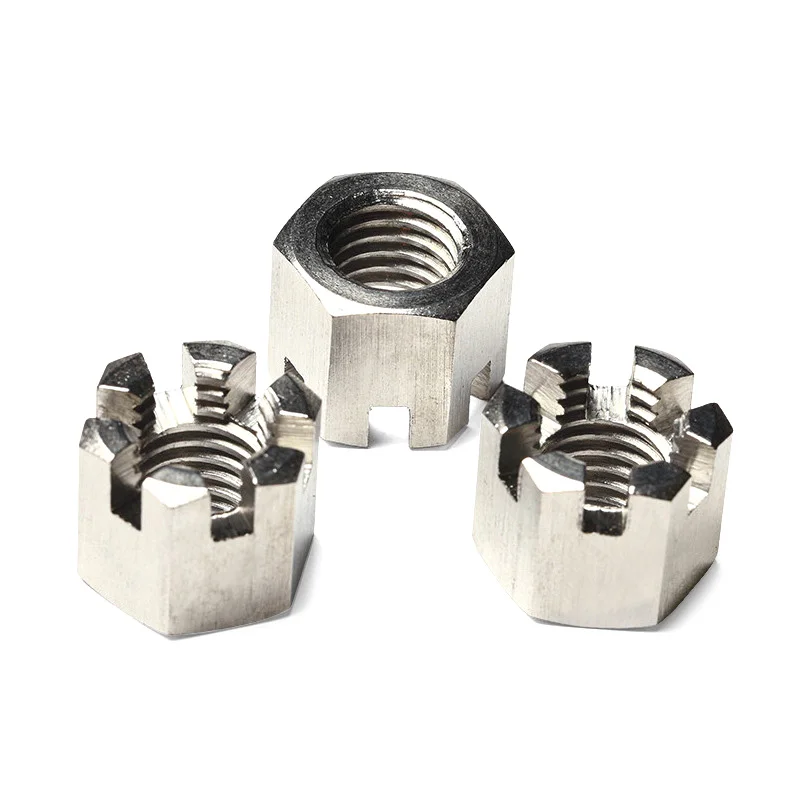 QINTIDES M6 M8 M10 M12 M14 Hexagon slotted nuts type 1 Hexagon thin slotted nuts castle nuts with metric coarse