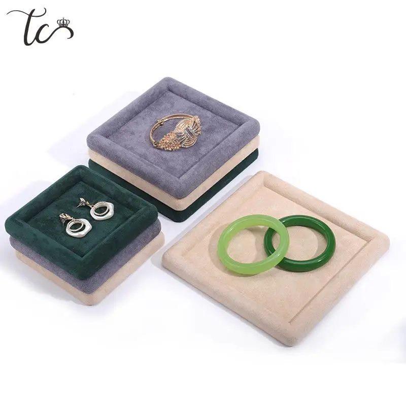 Suede Jewelry Display Props Necklace Earrings Ring Pendant Bracelet Storage Display Tray Home Counter Display Tray