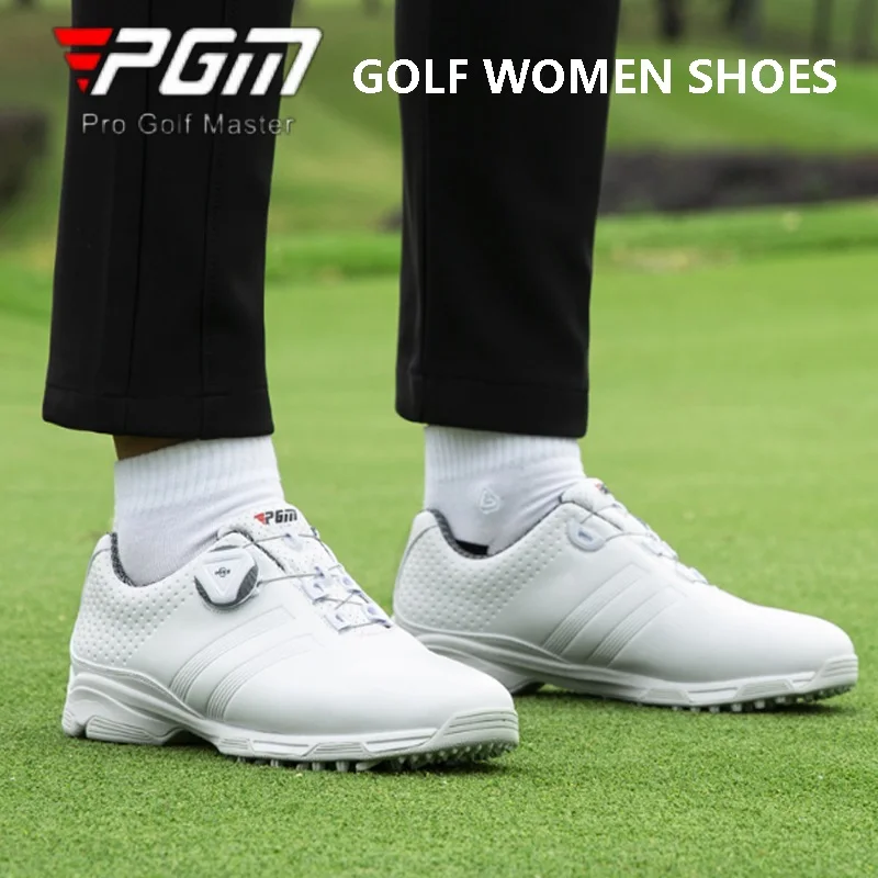 PGM Women Golf Shoes Women Waterproof Anti-Slip Sole Sports Sneakers Female Knob Buckle Shoelace Shoes Breathable Footwear