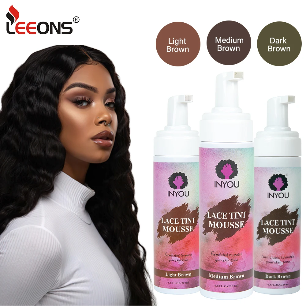 

Lace Tint Mousse 6.8Floz 200Ml Lace Wigs Toupees For Hair Pieces Closure Frontal Lace Tint Styling Foaming Mousse Colored Edge