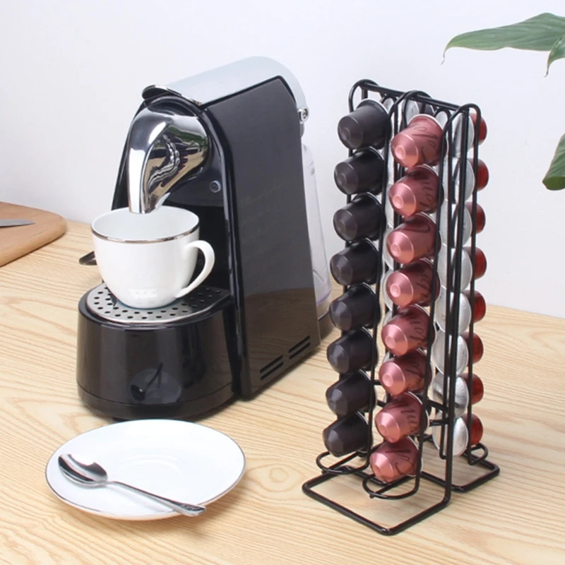 Porte-capsules café Vertical, support rangement pour dosettes café avec Base Stable