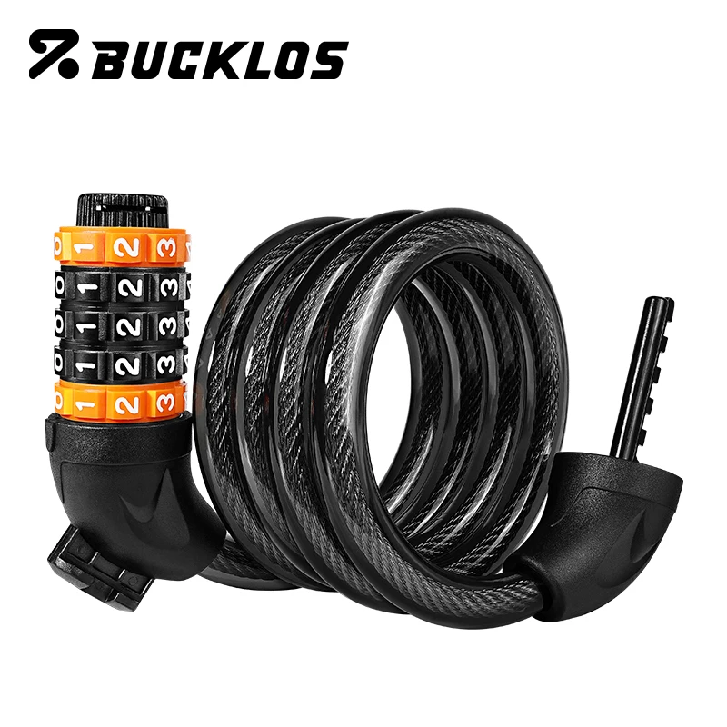 BUCKLOS 5-digit Bike Password Lock Bicycle Cable Lock Anti-theft 1.03M Steel Cable Zinc Alloy E-Bike Locks Bicycle Accessories