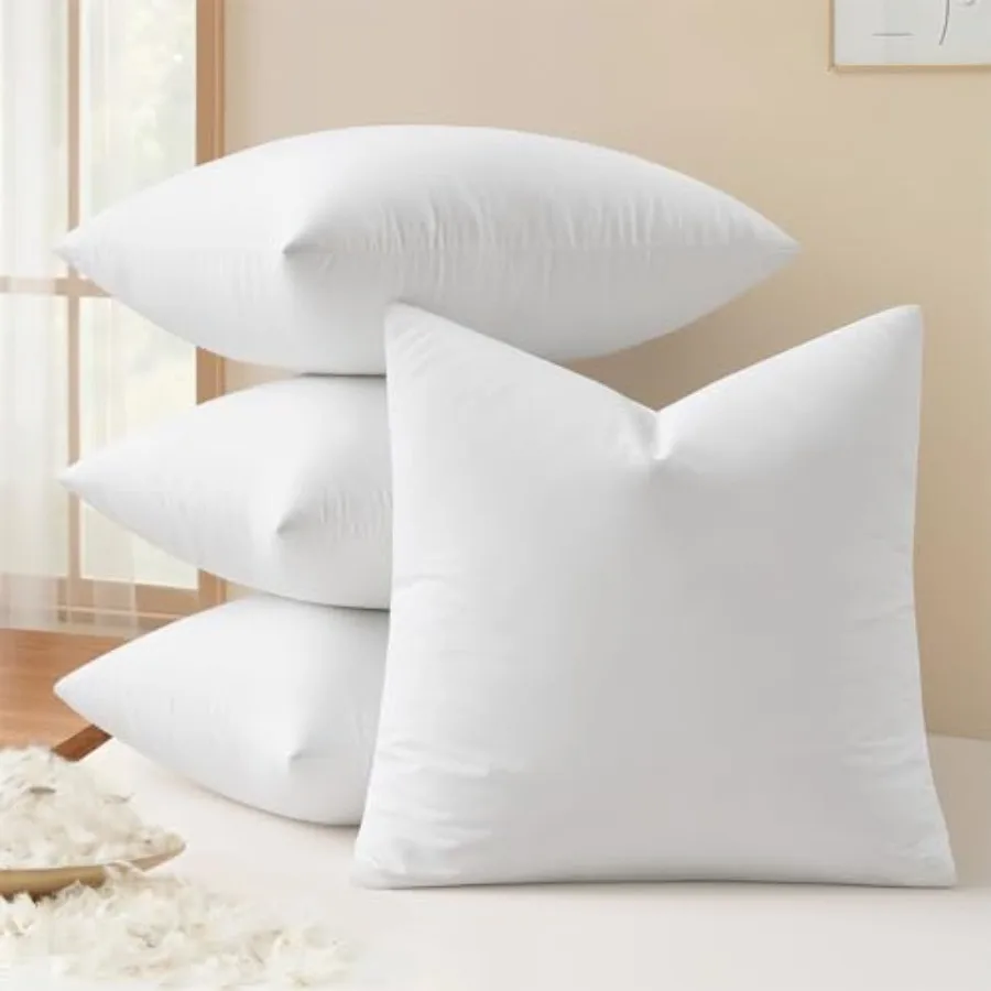 

Набор из 4 декоративных подушек Euro Pillow с наполнителем из пера и пуха, пушистые, из хлопковой ткани, для дивана или кровати.