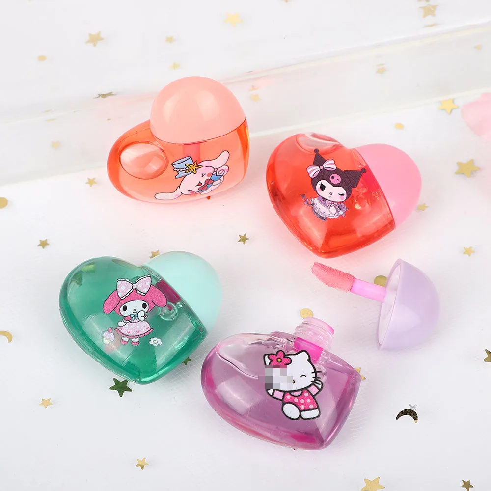 24pcs Cute Cat Sequin Lip Oil Love Shape Colorchanged Lip Gloss Girls Kawaii Natural Moisturizing Lips Makeup Party Gifts