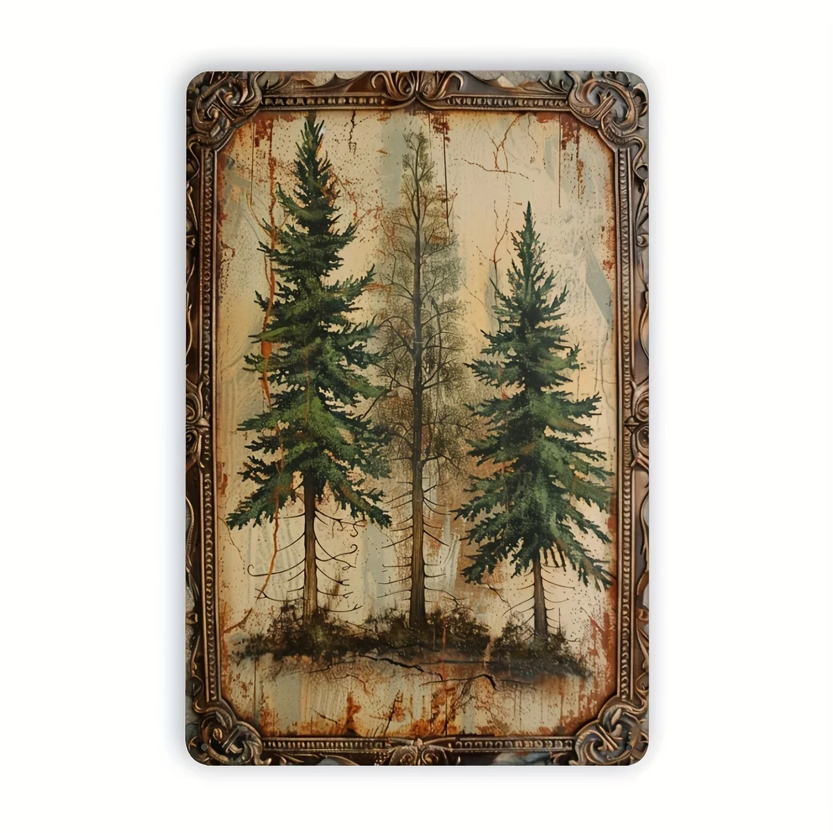 A Pack of 1 Retro Pine Metal  Sign, Iron Wall Art Decoration,  Indoor/Outdoor Hanging Iron Plate Painting, for Home, Bedroom,