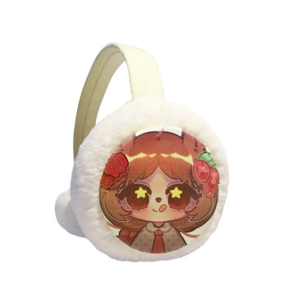 

Squirrel Red Rose Wave Point Ear Warmer Cable Knit Furry Fleece Earmuff Outdoor