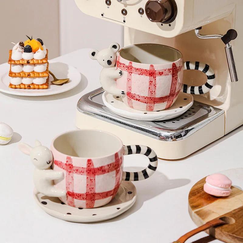 

American Style Ceramic Coffee Mug with Saucer Creative Office Tea Milk Breakfast Cup