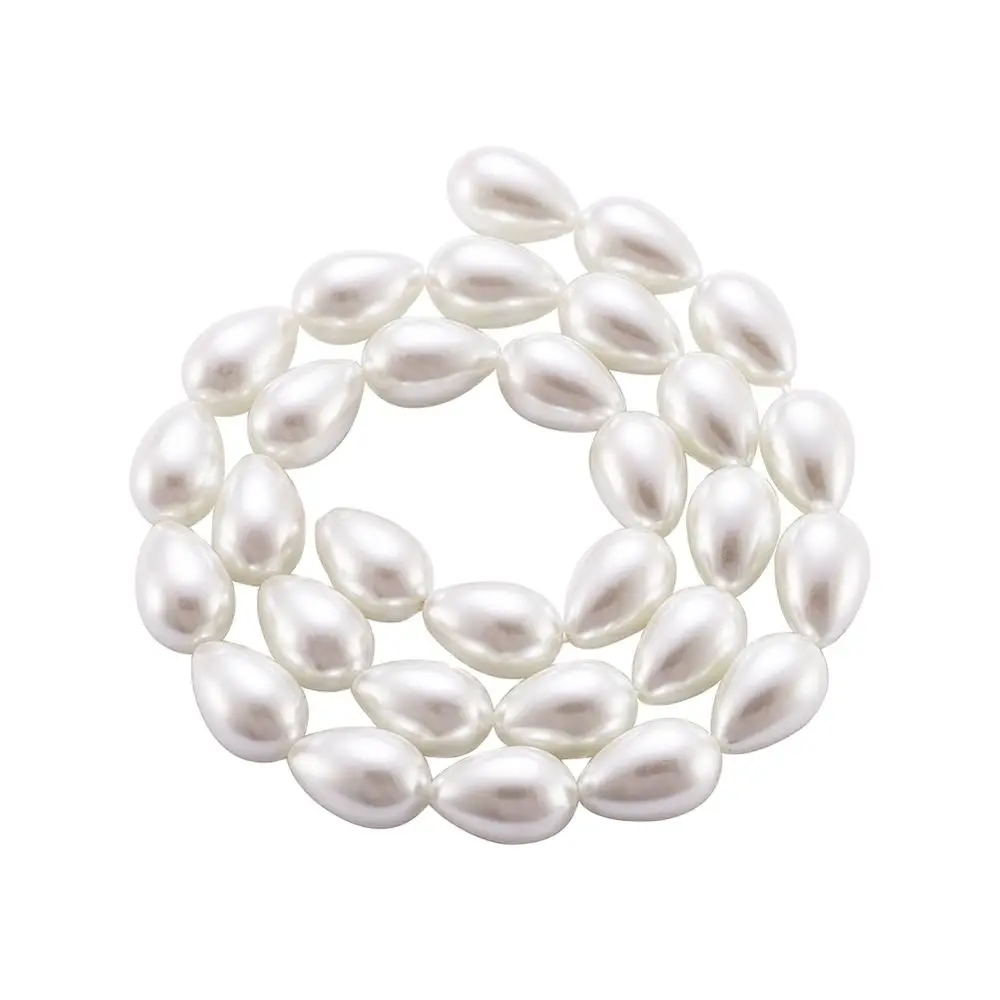 

Environmental Pearl Beads 9x7mm Hole 1mm 44pcs Glass Teardrop Imitation Beads Jewelry Findings DIY Phone Case Necklace Bracelets