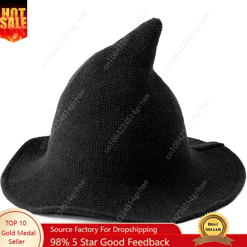 

Jastore Halloween Witch Hat for Kids Girl Boy Wide Brim Foldable Halloween Hats for Party Cosplay Costume Accessory
