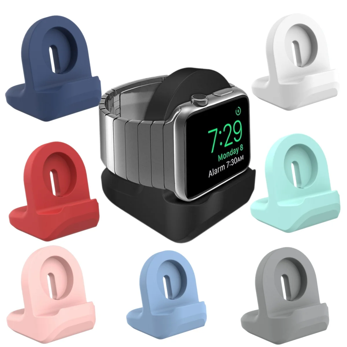IWatch Charging Dock Soft Silicone Holder for Apple Watch Ultra Series 10 9 8 7 SE 49-36mm Desktop Watch Charger Bracket
