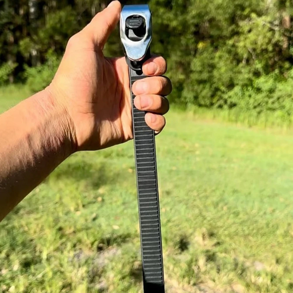 Cintas de Aço Inoxidável Reutilizáveis e Resistentes com Comprimento Ajustável e Fecho de Ratchet para Segurança