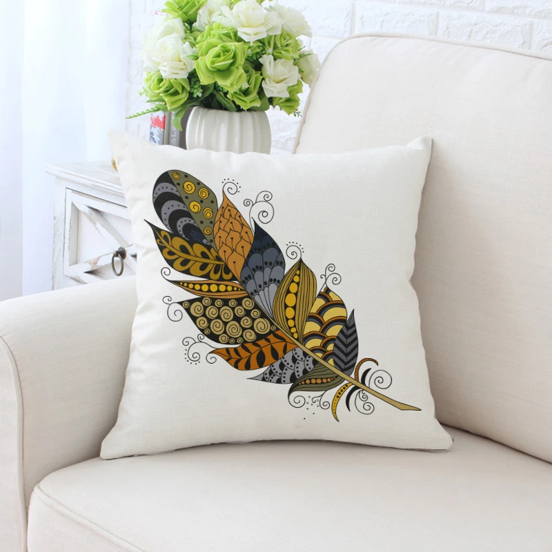 Colorful Peacock Feathers Cushion Cover Polyester Pillow Cover Decorative For Sofa/Car Home Decoration 45X45CM Throw Pillow Case