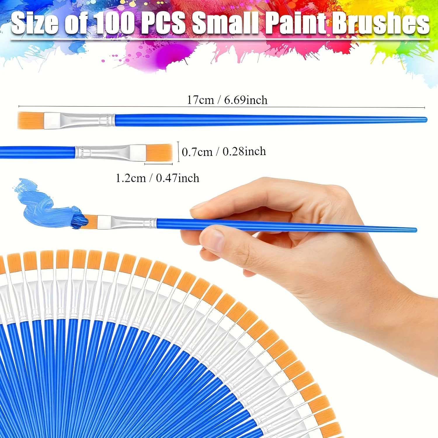 50/100Pcs Nylon Paintbrush Set - Flat And Pointed, Suitable For Acrylic, Oil Painting, Watercolor - a Complete Art Supplies Kit