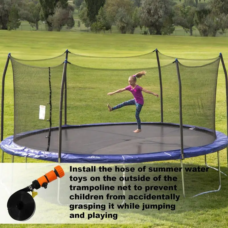 Trampoline Water Sprinkler 15M Long Water Fun Play Sprinkler Multifunctional Outdoor Misting Cooling System Kit For Yard Garden