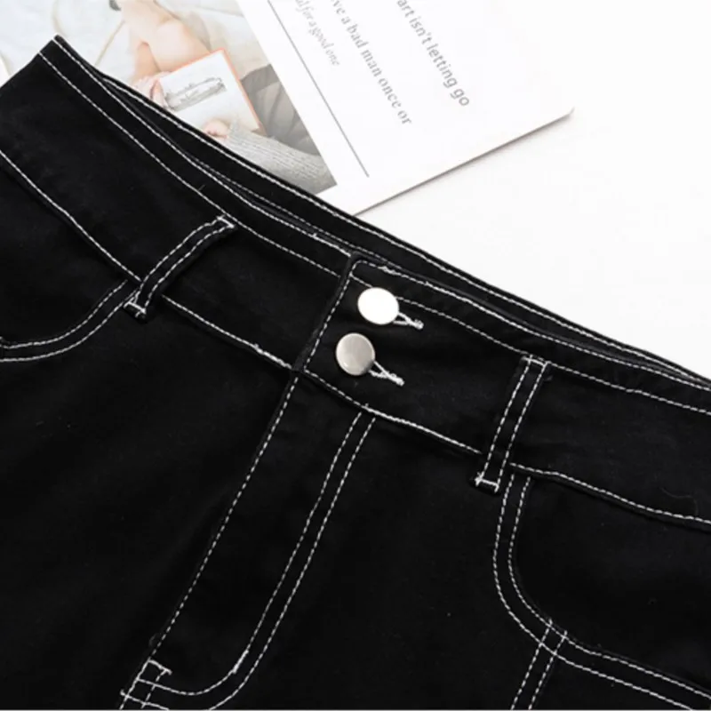 Plus Size Women Skirts 2023 Summer Fashion Slim Bright Line Stretch Denim Bottoms Oversized Curve Clothes T54-23090