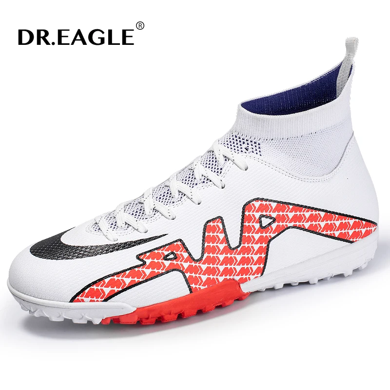 

DR.EAGLE Professional Men Unisex Soccer Shoes Kids TF/FG High Ankle Football Boots Grass Cleats Footwear Male Football Shoes